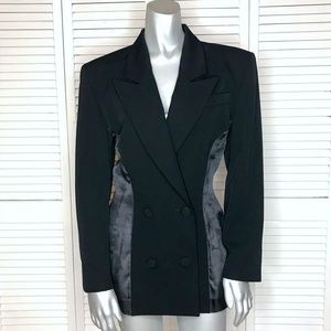 Vintage 90s M. YOKO Black Sheer Panel Wool Blazer